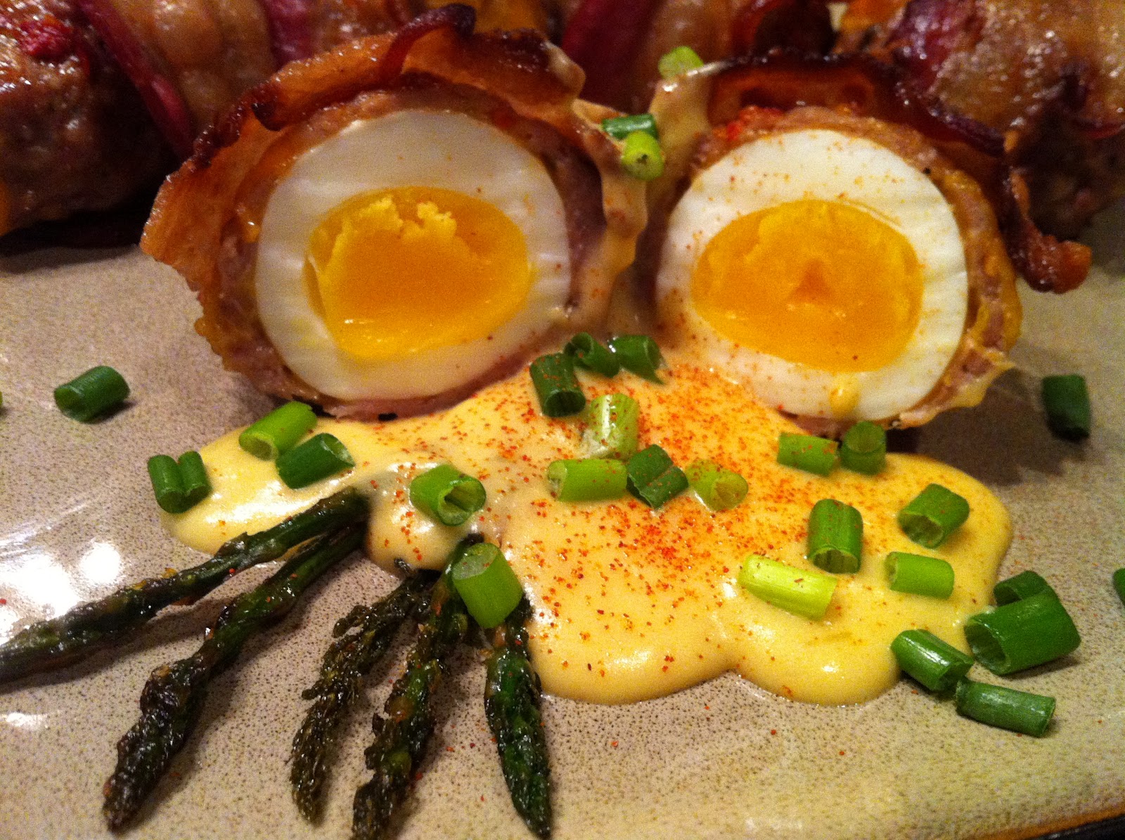 BaconWrapped Scotch Eggs with Hollandaise and Asparagus Peace Love and Low Carb